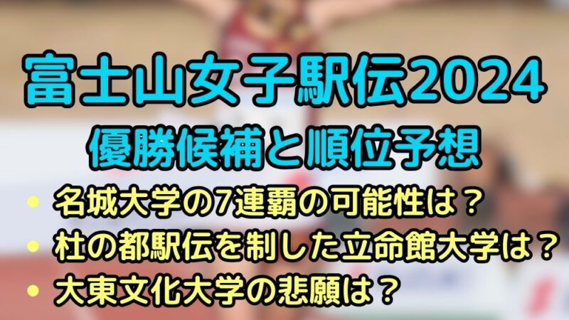 富士山女子駅伝　2024　優勝候補　順位予想　注目選手　見どころ